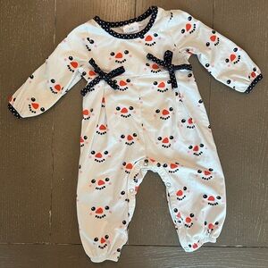Adorable Baby Girl Playful Winter Snowman Long-Sleeve Infant Romper • Size 3M